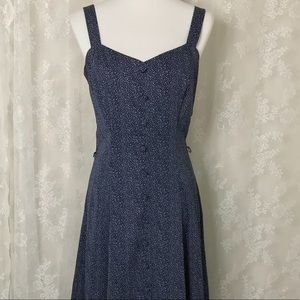 Polka dot button up midi dress.